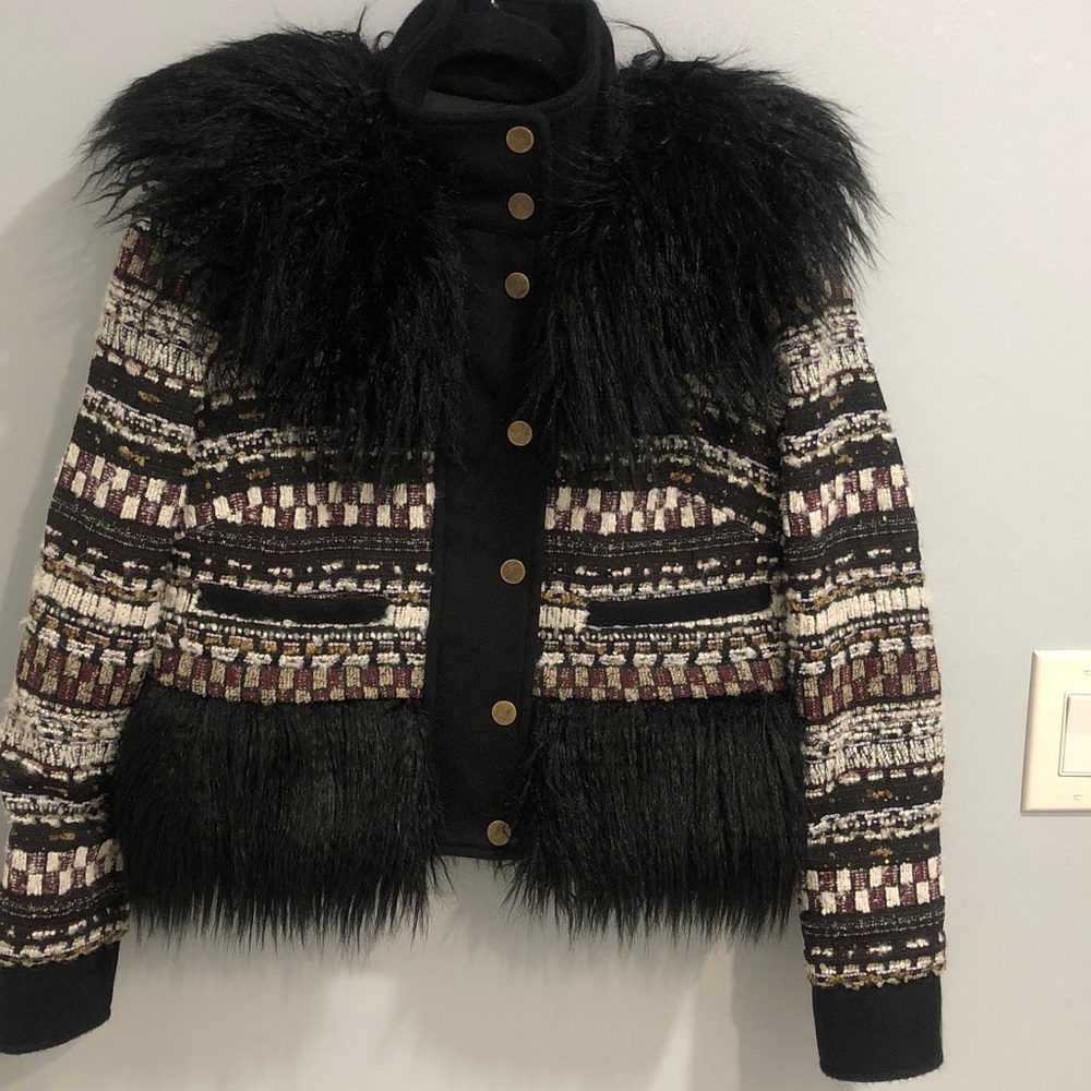 Veronica Beard Nelway Faux Shearling Tweed Jacket Size Small - Picture 2 of 10